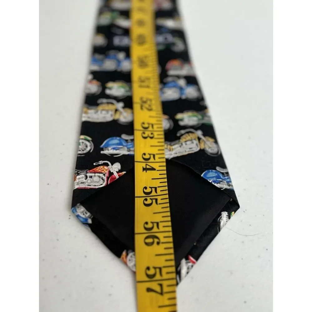 Puritan Men's Standard Pointed Black Multicolor Silk Motorcycle Harley‎ Tie